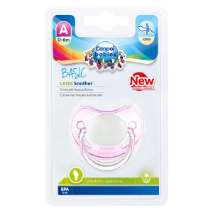 Купить: Canpol babies basic 1 шт соска-пустышка латексная анатомическая 0-6 мес цвет розовый
