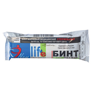 Купить: New Life 5 м х 10 см бинт стерильный плотность 30 г / м2