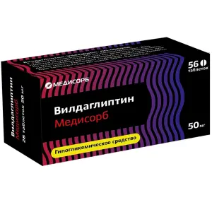 Купить Вилдаглиптин Медисорб 50 мг 56 шт таблетки