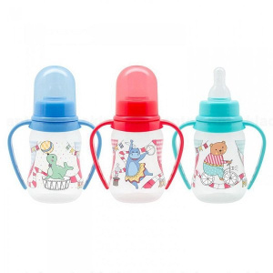 Купить: Lubby 125 мл бутылочка для кормления с соской силиконовой с ручками 0 мес+ артикул 15201