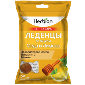 Купить: Хербион леденцы без сахара 25 шт медово-лимонные