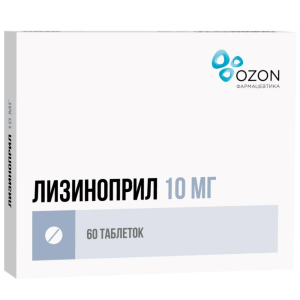 Купить: Лизиноприл 10 мг 60 шт таблетки