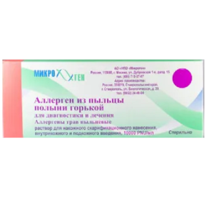 Купить: Аллерген из пыльцы полыни горькой для диагностики и лечения 5 мл 1 шт раствор для внутрикожного и подкожного введения накожного скарификационного нанесения и проведения прик-теста