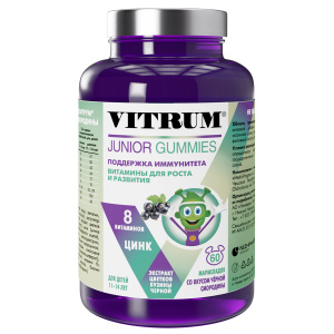 Купить: Витрум Юниор 60 шт таблетки жевательные черная смородина