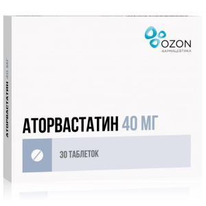Купить: Аторвастатин 40 мг 30 шт таблетки покрытые пленочной оболочкой