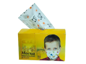 Купить: Маска медицинская 50 шт для детей с рисунком белая