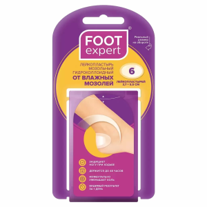 Купить: Foot Expert 3,7 см x 5,5 см 6 шт пластырь мозольный гидроколлоидный от влажных мозолей