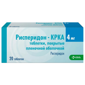 Купить: Рисперидон-КРКА 4 мг 20 шт таблетки покрытые пленочной оболочкой