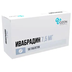 Купить Ивабрадин 7,5 мг 56 шт таблетки покрытые пленочной оболочкой