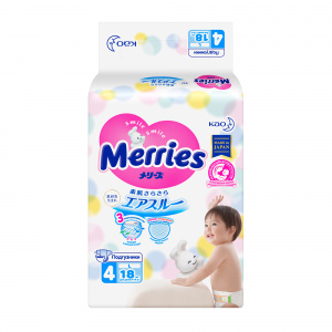 Купить: Merries подгузники Air Through р.L №18 9-14кг