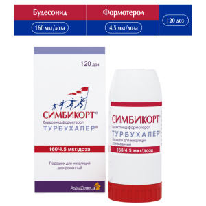 Купить: Симбикорт Турбухалер 160 мкг + 4,5 мкг 120 доз порошок для ингаляций дозированный