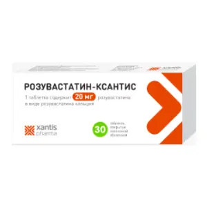 Купить Розувастатин-Ксантис 20 мг 30 шт таблетки покрытые пленочной оболочкой