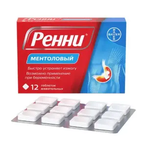Купить Ренни 12 шт жевательные таблетки ментол