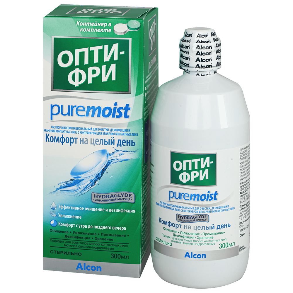 Купить Опти-Фри Pure Moist 300 мл раствор для контактных линз + контейнер