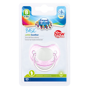 Купить: Canpol babies basic 1 шт соска-пустышка латексная анатомическая 6-18 мес цвет розовый