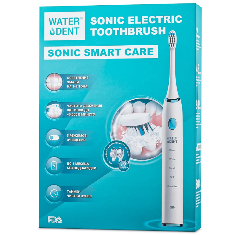 Купить Waterdent Sonic Smart Care щётка зубная электрическая звуковая
