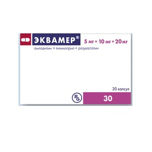 Купить: Эквамер 5 мг + 10 мг + 20 мг 30 шт капсулы