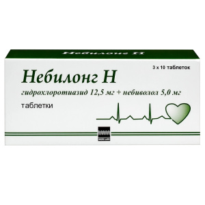 Купить: Небилонг Н 12,5 мг + 5 мг 30 шт таблетки