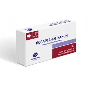 Купить Лозартан-Н Канон 12,5 мг + 50 мг 30 шт таблетки покрытые пленочной оболочкой