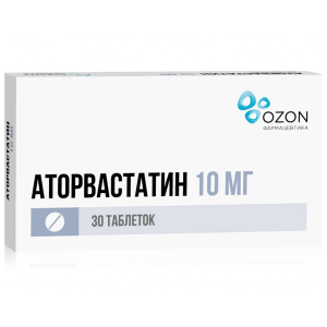Купить: Аторвастатин 10 мг 30 шт таблетки покрытые оболочкой