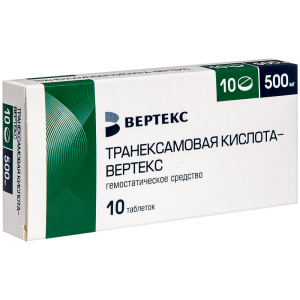 Купить: Транексамовая Кислота Вертекс 500 мг 10 шт таблетки покрытые пленочной оболочкой