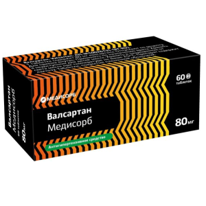 Купить: Валсартан Медисорб 80 мг 60 шт таблетки покрытые пленочной оболочкой
