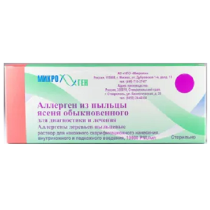 Купить: Аллерген из Пыльцы Ясеня Обыкн р-р д/в/к введ 10000PNU/мл 5мл №1