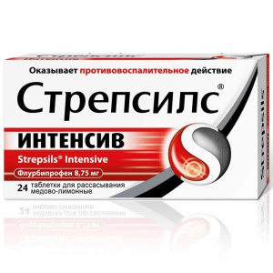 Купить: Стрепсилс Интенсив 24 шт таблетки для рассасывания мед-лимон