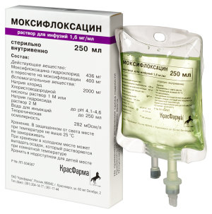 Купить: Моксифлоксацин 1,6 мг/мл 250 мл 1 шт раствор для инфузий