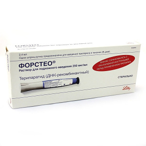 Купить: Форстео 250 мкг/мл 2,4 мл раствор для подкожного введения картриджи в шприц-ручках