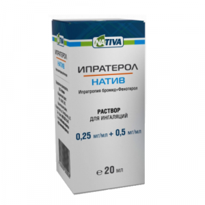 Купить: Ипратерол-Натив 0,25 мг + 0,5 мг 20 мл раствор для ингаляций флакон-капельница