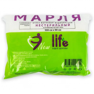 Купить: New Life 5 м x 90 см 25-27 г/м² марля медицинская плотная
