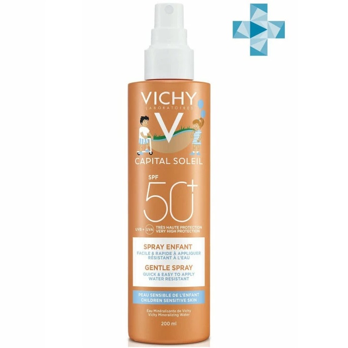 Купить Vichy Capital Soleil SPF 50+ 200 мл спрей для детей суперводостойкий солнцезащитный