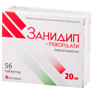 Купить: Занидип-Рекордати 20 мг 56 шт таблетки покрытые оболочкой