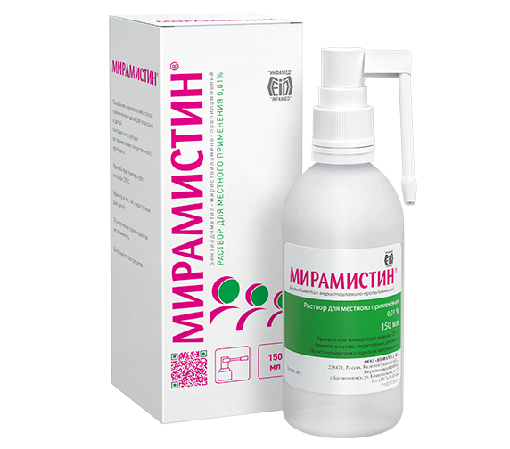 Купить Мирамистин 0,01 % 150 мл раствор для местного применения в комплекте с насадкой-распылителем