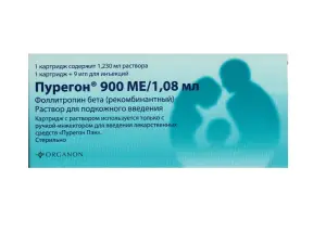 Купить Пурегон 900 МЕ/1,08 мл 1 шт раствор для подкожного введения картриджи в комплекте с иглами стерильными 9 шт