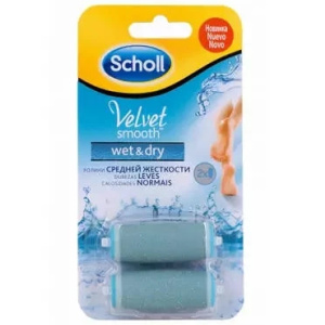 Купить: Scholl Velvet Smooth Wet & Dry 2 шт сменная насадка для роликовой пилки ролики средней жесткости