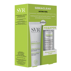 Купить: SVR Sebiaclear Active набор для лица для чувствительной смешанной жирной кожи 40 мл гель против несовершенств + 75 мл вода мицеллярная