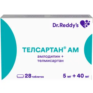 Купить Телсартан АМ 5 мг + 40 мг 28 шт таблетки
