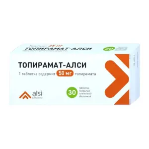 Купить Топирамат-Алси 50 мг 30 шт таблетки покрытые пленочной оболочкой