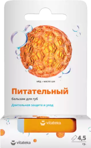 Купить: Vitateka 4,5 г бальзам для губ питательный мед и масло ши