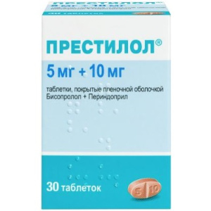 Купить: Престилол 5 мг + 10 мг 30 шт таблетки покрытые пленочной оболочкой