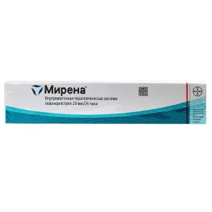 Купить Мирена 20 мкг/24 часа 1 шт внутриматочная терапевтическая система (спираль)
