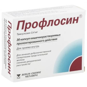 Купить: Профлосин 0,4 мг 30 шт капсулы кишечнорастворимые с пролонгированным высвобождением