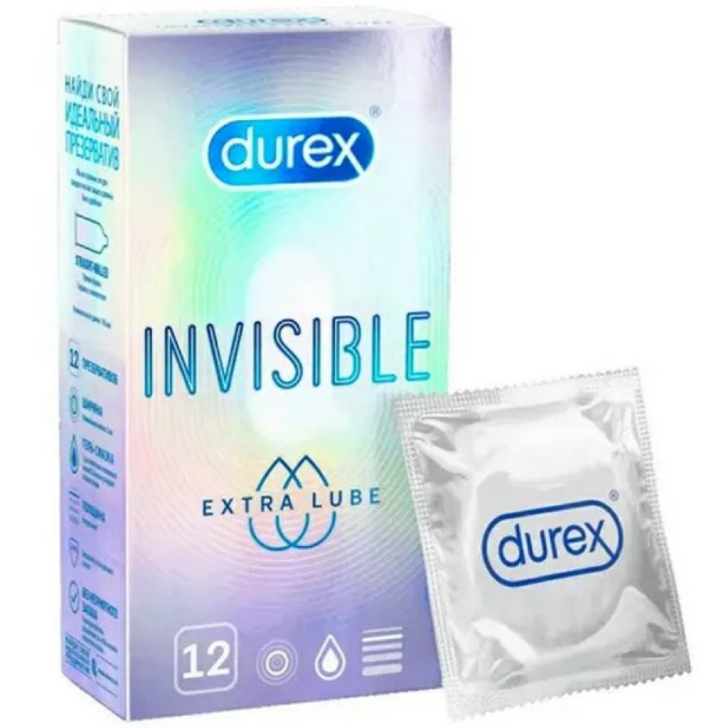 Купить Durex Invisible Extra Lube 12 шт презервативы с дополнительной смазкой