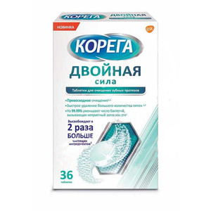 Купить: Корега Двойная сила 36 шт таблетки для очищения зубных протезов