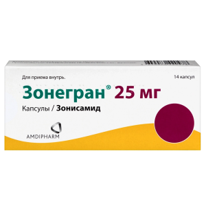 Купить: Зонегран 25 мг 14 шт капсулы