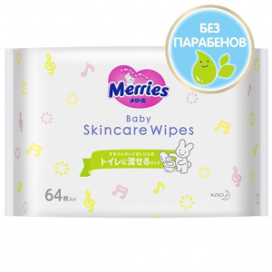Купить: Merries 64 шт влажные салфетки сменный блок