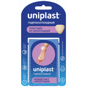 Купить: Унипласт 4,2 см x 4,5 см 6 шт пластырь гидроколлоидный от сухих мозолей