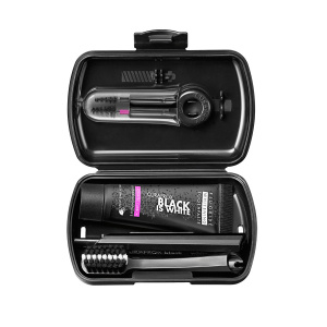 Купить: Curaprox Black Is White набор дорожный (щетка BIW, паста BIW mini 10, ершик Carbon S и Carbon M) артикул UHS425